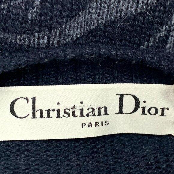 DW0471 Christian Dior Blue Flower Inlay Cashmere Round Neck Long Sleeve Sweater - Picture 8 of 8